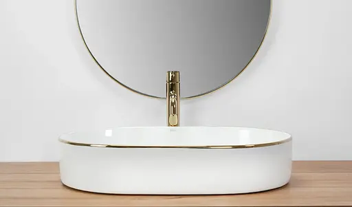 Умивальник Rea Nadia накладний white gold edge REA-U1063, Білий - фото 4