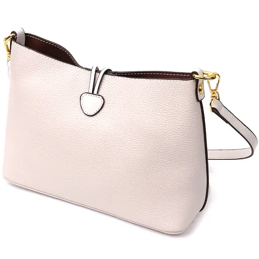 Кожаная женская сумка Vintage с оригинальной застежкой пуговкой 26х18х10 см sum0028991 - фото 2