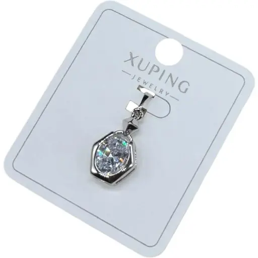 Жіночий кулон Xuping із медичного золота з кристалами під срібло камінь шестигранник - фото 1