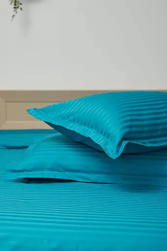 Комплект постельного белья Moon&Star полуторный 143х210 наволочки 4х70х70 Turkish Blue Satin Stripe - фото 7