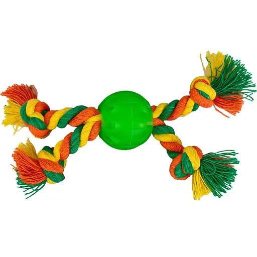 Іграшка для собак Agility м'яч з канатом 4 см зелена