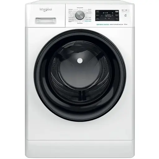 Стиральная машина Whirlpool фронтальная 10 кг 1400 A+++ 60 см дисплей пара инвертор люк черный белый