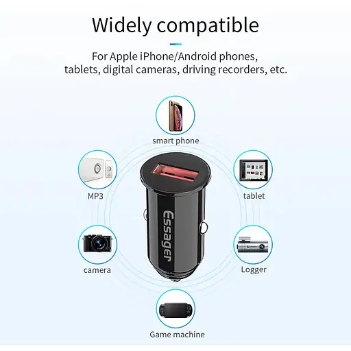 Автомобильный адаптер Essager для зарядки на 1 USB 3A - фото 2
