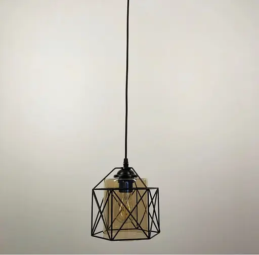 Світильник підвісний в чорному корпусі з скляним плафоном | Line F | Арт. 11770/1 BK - фото 2