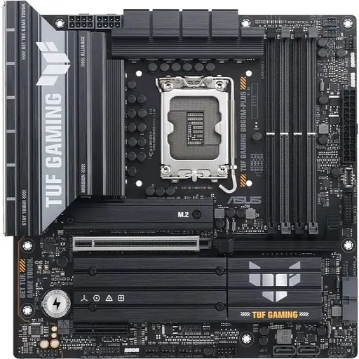 Материнская плата Asus TUF Gaming LGA1851, B860M-PLUS, B860, 4xDDR5, 1xPCI-E 5.0 x16, 1xPCI-E 4.0 x4, 4xSATA3, 3xM.2, Realtek 7.1, Realtek 2.5Gb, HDMI/DP/Type-C, MicroATX