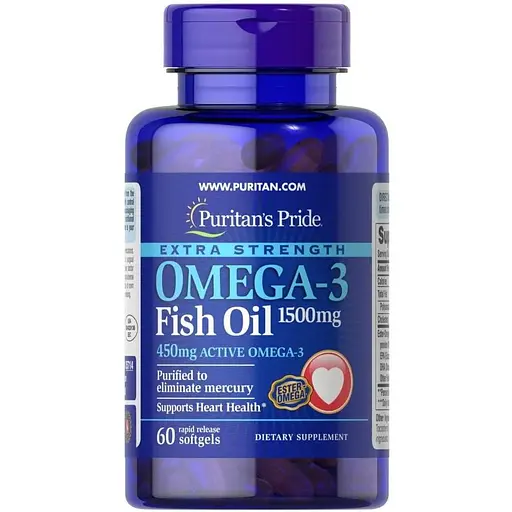 Жирные кислоты Puritan's Pride Omega 3 Fish Oil 1500 mg Extra Strength, 60 капсул