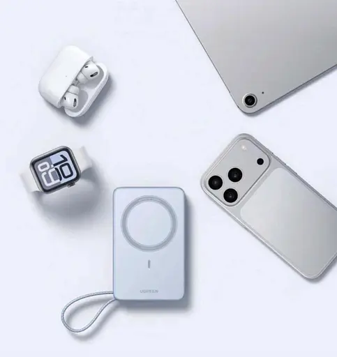 Магнитный павербанк Ugreen PB594 с беспроводной MagSafe зарядкой голубой 30W 10000 мАч - фото 8