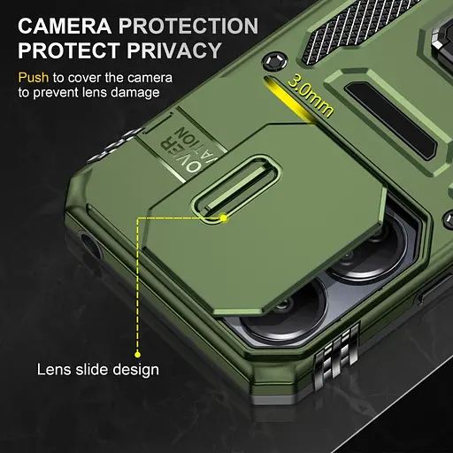 Ударостійкий чохол Epik Camshield Army Ring для Xiaomi Poco X6 Pro Оливковий / Army Green - фото 4