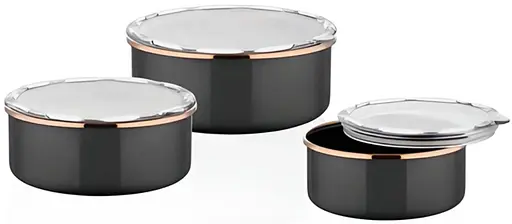 Набор эмалированных контейнеров O.M.S. Collection 10200 для еды 3 предмета Черный (Турция) - фото 7