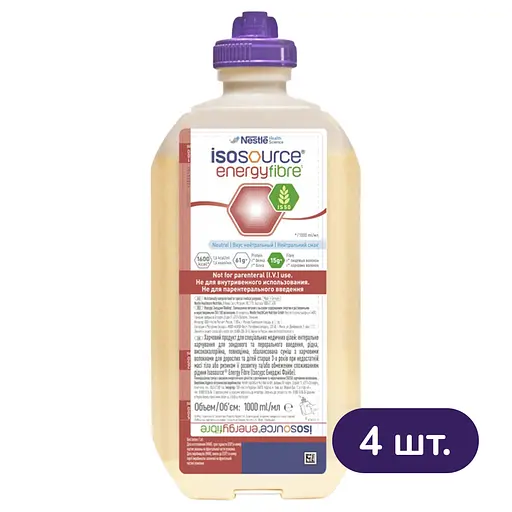 Энтеральное питание Nestle Isosource Energy Fibre 4 л (4 шт. х 1000 мл) - фото 1