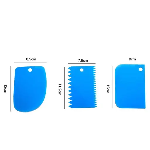 Набор кондитерских шпателей скребков для моделирования мастики и украшения тортов, кексов (3 штуки), Kitchen Master Бирюзовый 84798 - фото 4