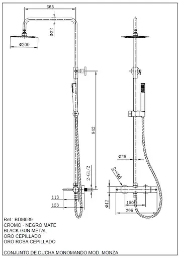 Душова система Imex Monza чорний матовий BDM039/NG, Чорний матовий - фото 5
