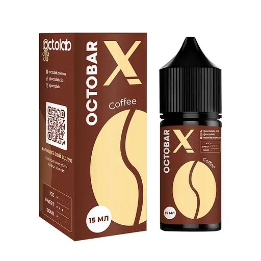 Набір компонентів для самозамісу сольової заправки Octobar X 30 мл Coffee Кава, 0-65 мг (17895)
