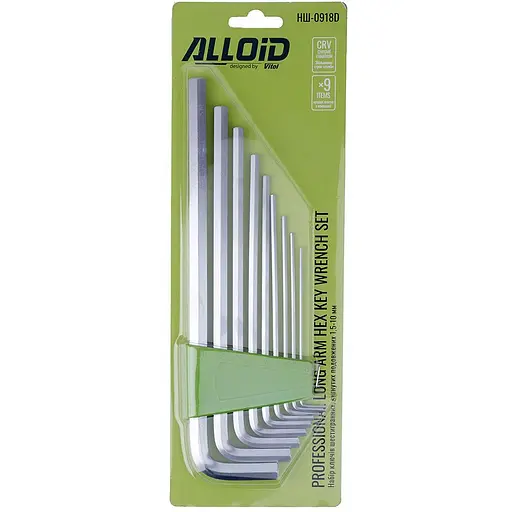 Набір ключів шестигранних Alloid вигнутих подовжених 1.5-10 мм 9 предметів (HS-0918D) - фото 3