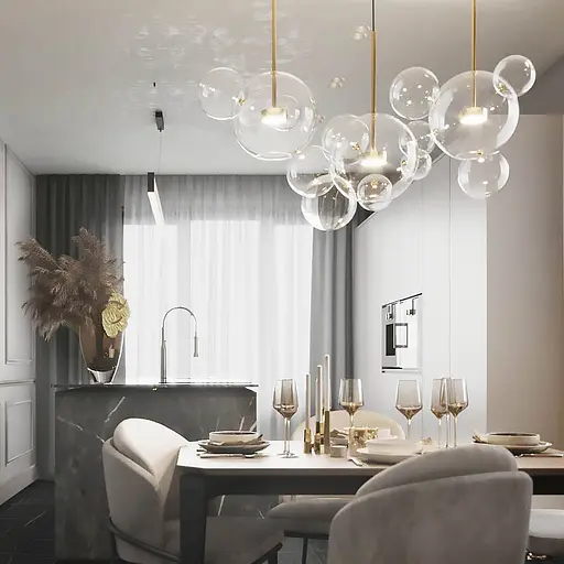 Підвіс-молекула в латунному корпусі Ø 30 см + 4 кульки | Арт. AA 397-300+4 AB+CL | Line F - фото 1