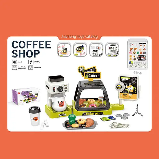 Набір Кав’ярня, 41 елемент, звуки каси, кавоварка, солодощі - фото 2