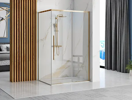 Душова кабіна Rea Solar 90x90 gold REA-K4900, Золотий, Універсальна, прозорий - фото 2