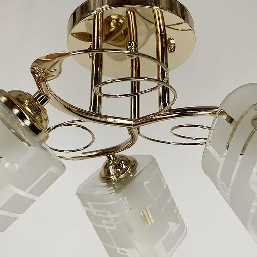 Люстра в золотому корпусі на 3 квадратних плафони | Line F | Арт. 6671/3 B GD - фото 2