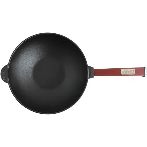 Уценка. Сковорода Brizoll Wok чугунная с деревянной ручкой 26 см (W26HP2)