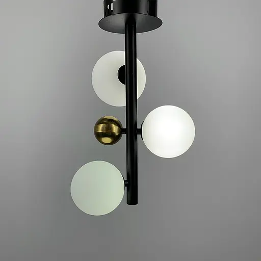 Видовжений чорний світильник на 3 білих плафони Line.F MJ 86/3 BK - фото 7