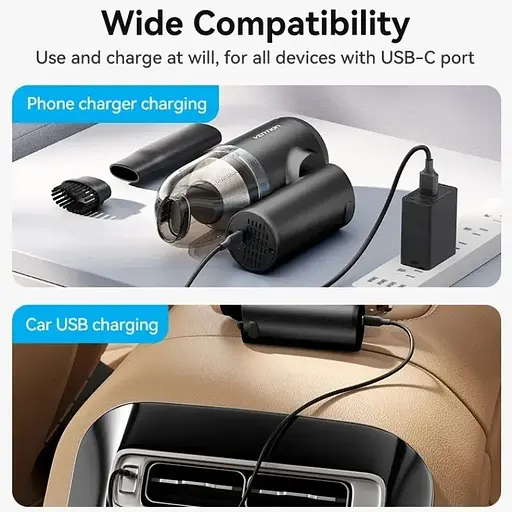 Пылесос автомобильный Vention 5000 Pа 70 Вт Li-Ion USB-C 4000 мА/ч черный - фото 3