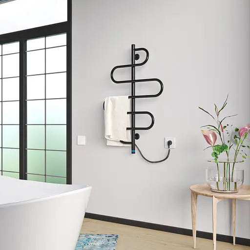 Электрический полотенцесушитель Kosser Лиана 900x550 ЕLR рег. черный РЛ03ЕLR B., Черный матовый, нижнее - фото 4