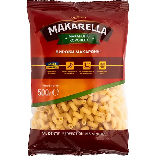 Макаронні вироби Makarella Ріжки виті 500 г - фото 1