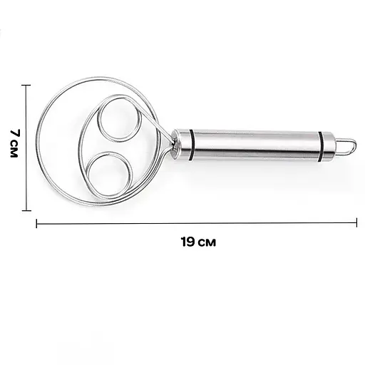 Датский венчик для смешивания теста из нержавеющей стали 19 см, Kitchen Master Серебристый 86922 - фото 4