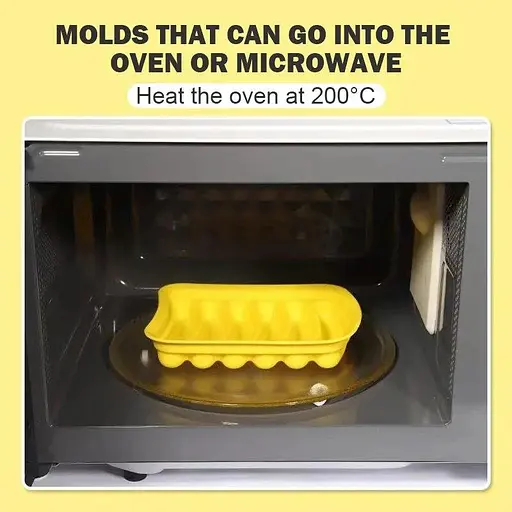 Форма для запікання випічки силіконова домашніх хот-догів, сосисок, ковбасок, кебаба кебниця, Kitchen Master Жовтий 85468 - фото 5