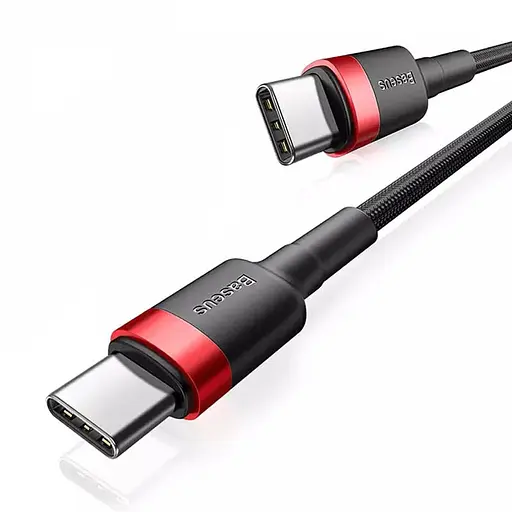 Дата кабель Baseus Cafule Type-C to Type-C PD2.0 100W (2m) (CATKLF-AL) Red / Black - фото 2