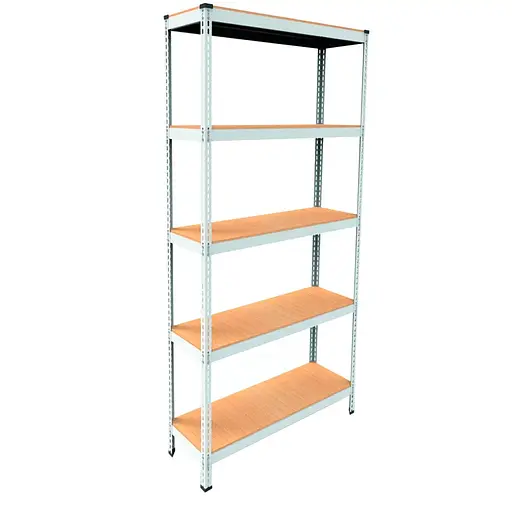 Металевий стелаж Emby Light Series (розмір 2100х900x300мм) 5 полиць ДСП до 100кг Білий