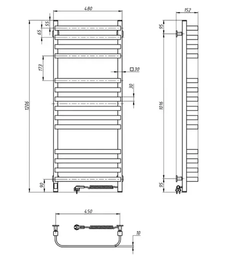 Рушникосушка електрична Navin Stugna 480х1200 Sensor права біла - фото 5