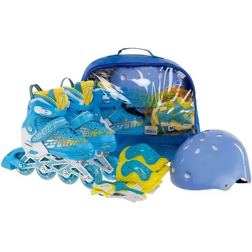 Ролики для підлітків Banwei із захистом 6917-М розмір 35-38 сині - фото 6