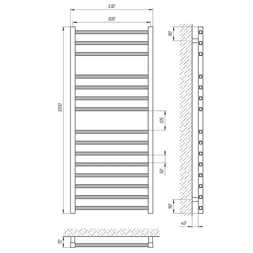 Водяна рушникосушка Laris Имидж П15 500x1200 71207686, Хром - фото 4