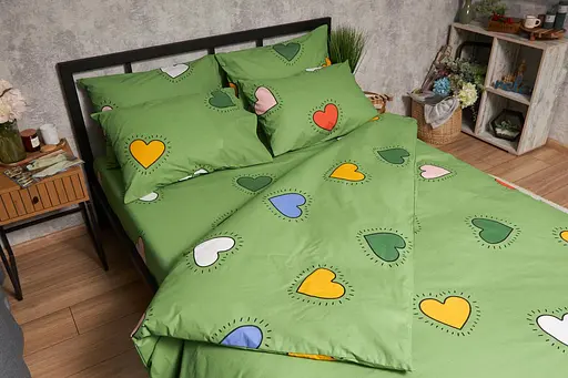 Комплект постільної білизни Moon&Star Бязь Gold Люкс Rainbow Hearts сімейний 160х220х2 наволочки 2х70х70 - фото 7
