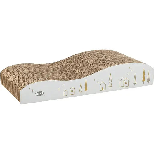 Царапка Trixie для кошек волна Рождественская картонная бело-золотая 43.5×8×20 см