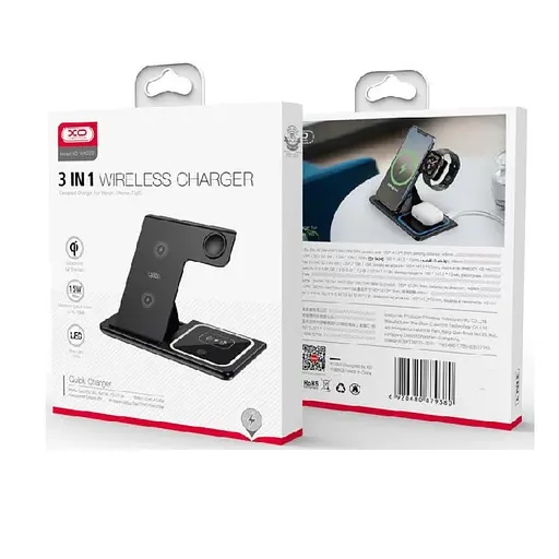 Беспроводное зарядное устройство для XO XO WX023 3 в 1 Черный - фото 2