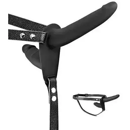 Подвійний страпон Fetish Tentation Strap-On with Double Dildo Black - фото 2