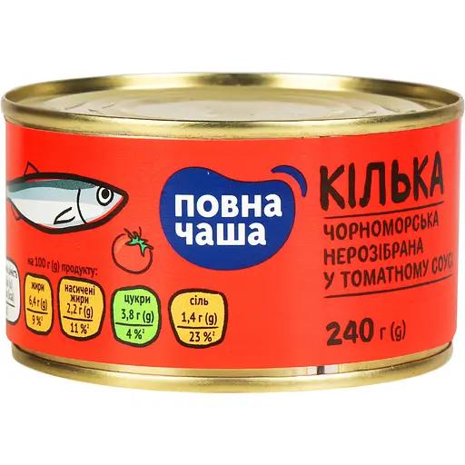 Кілька Повна Чаша Чорноморська в томатному соусі 240 г (760 607) - фото 1