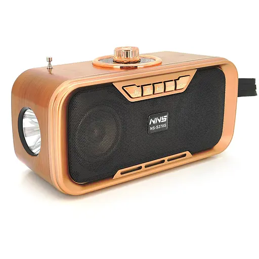 Радио с фонариком NS-S270-S, FM/AM/SW радио+Solar, Входы: TFcard, USB, Wireless speaker, Bluetooth, Black, Box