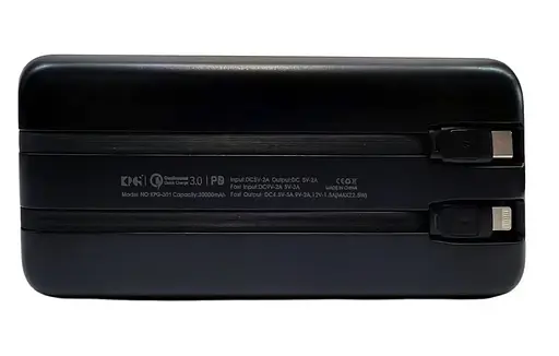 Портативное зарядное устройство для Power Bank KP KPG-301 30000 mAh с дисплеем 2 в 1 Черный - фото 3