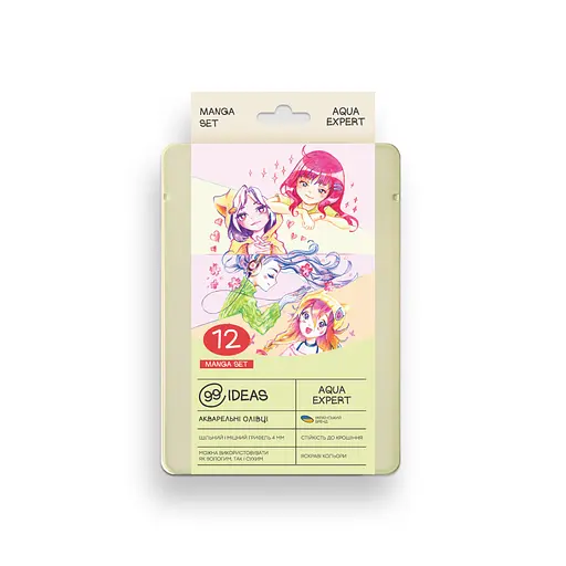 Набор карандашей акварельных 99IDEAS "Aqua Expert" 12 цветов, Manga Set, металлическая коробка, 99AE-12MANG