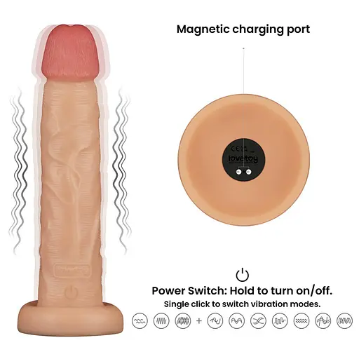 Вібратор Lovetoy Power Basics Cock 10'' 26,2 см (тілесний) - фото 2
