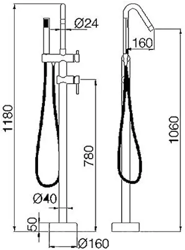 Підлоговий змішувач для ванни Imex Corcega чорний матовий BBECO1/NG Чорний матовий - фото 3