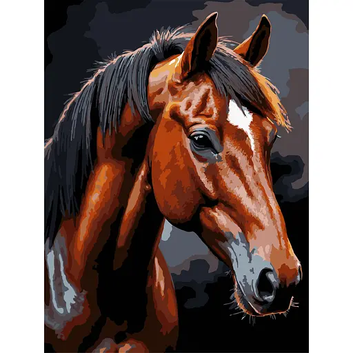 Картина по номерам Strateg Коричневый конь на черном фоне 30х40 см (FH-39) - фото 1