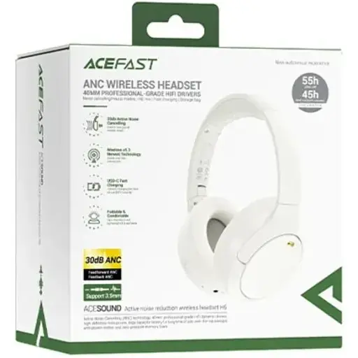 Беспроводные наушники Acefast H6 active noise reduction wireless headset White - фото 2