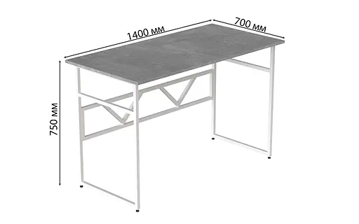 Стіл письмовий Раян Ferrum-decor 750x1400x700 Білий метал ДСП Бетон 16 мм (FRD-106502) - фото 4