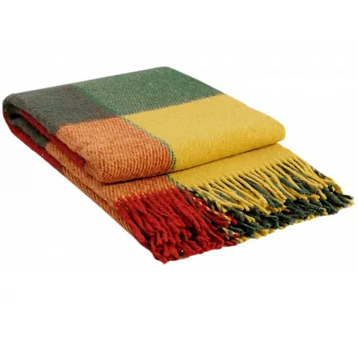 Плед шерстяной Vladi Эльф 140х200 желто-красно-зеленый - фото 1