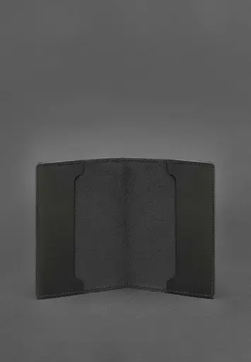 Кожаная обложка для служебного удостоверения военнослужащего Госспецсвязи черная Crazy Horse - фото 4