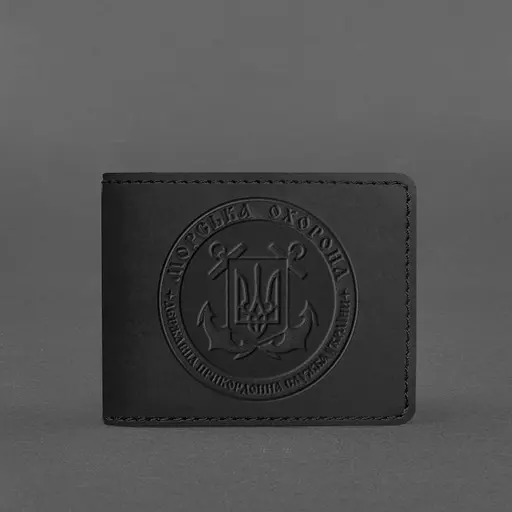 Кожаная обложка на удостоверение Морской охраны черная Crazy Horse - фото 5